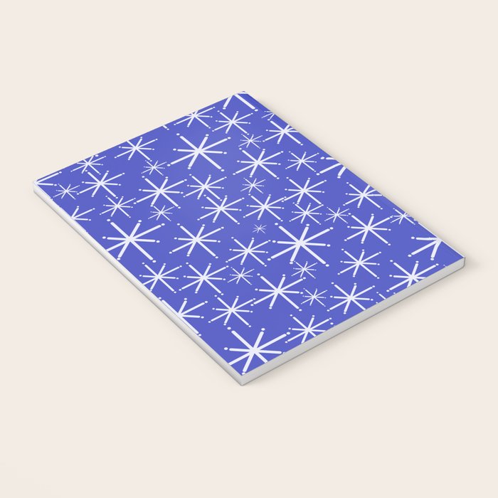 Mid Century Modern Twinkling Stars Retro Atomic Pattern in Blue Notebook Gallery Image 3