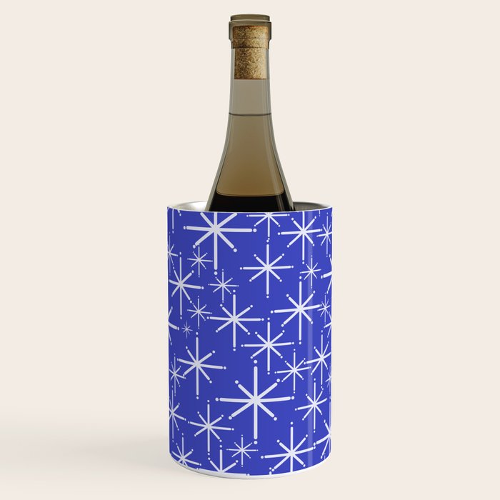 Mid Century Modern Twinkling Stars Retro Atomic Pattern in Blue Wine Chiller Gallery Image 3
