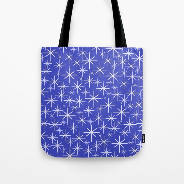 Mid Century Modern Twinkling Stars Retro Atomic Pattern in Blue Tote Bag Gallery Image 1