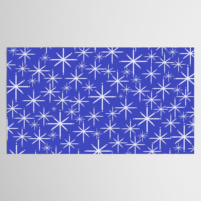 Mid Century Modern Twinkling Stars Retro Atomic Pattern in Blue Tablecloth Gallery Image 2