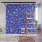 Mid Century Modern Twinkling Stars Retro Atomic Pattern in Blue Wall Mural Gallery Image 1