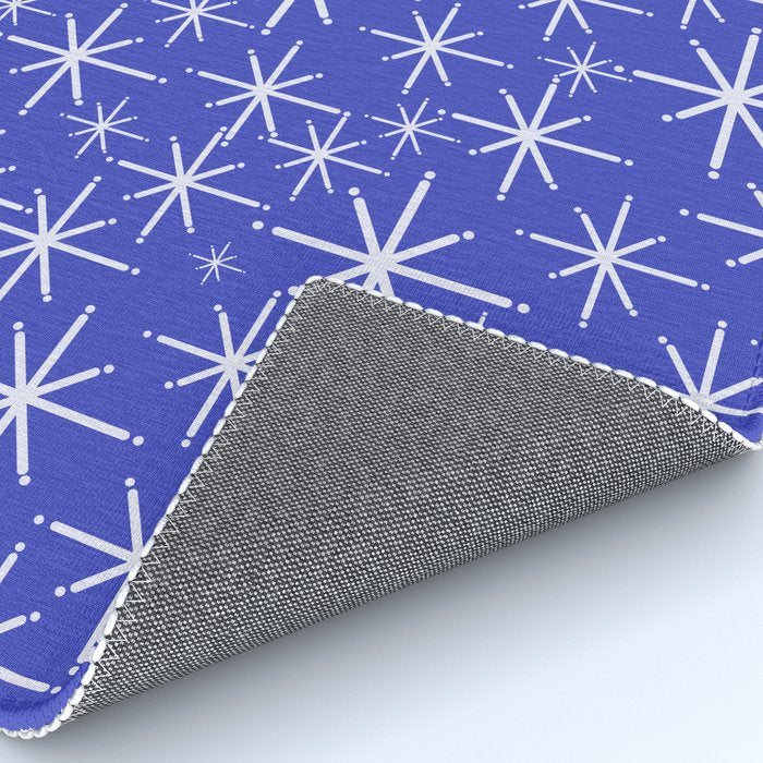 Mid Century Modern Twinkling Stars Retro Atomic Pattern in Blue Rug Gallery Image 4