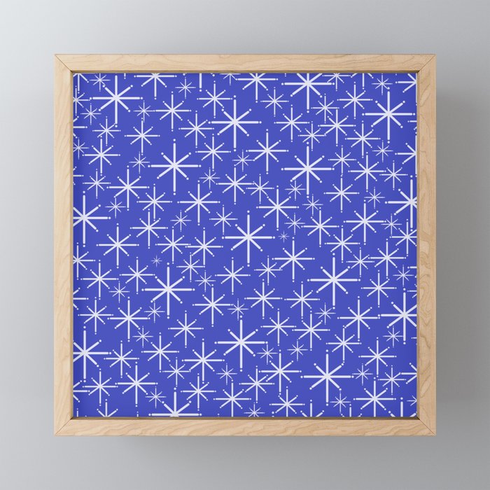 Mid Century Modern Twinkling Stars Retro Atomic Pattern in Blue Mini Art Print Gallery Image 1