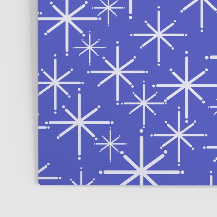 Mid Century Modern Twinkling Stars Retro Atomic Pattern in Blue Poster Gallery Image 3