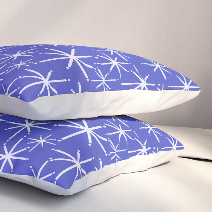 Mid Century Modern Twinkling Stars Retro Atomic Pattern in Blue Pillow Sham Gallery Image 3