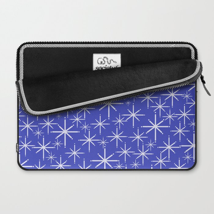 Mid Century Modern Twinkling Stars Retro Atomic Pattern in Blue Laptop Sleeve Gallery Image 2