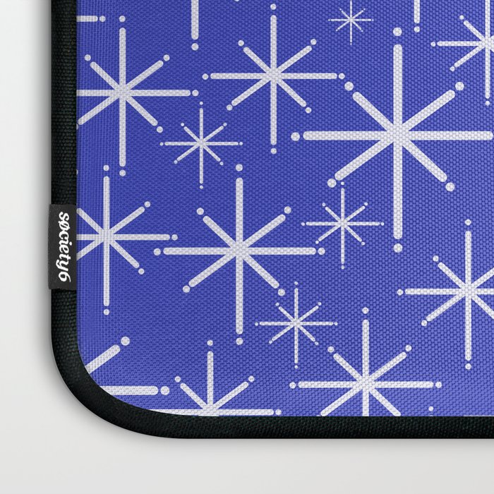 Mid Century Modern Twinkling Stars Retro Atomic Pattern in Blue Laptop Sleeve Gallery Image 3