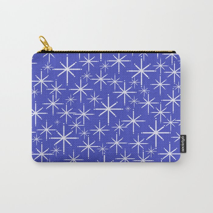 Mid Century Modern Twinkling Stars Retro Atomic Pattern in Blue Carry All Pouch Gallery Image 1