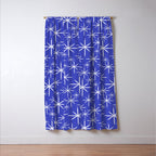 Mid Century Modern Twinkling Stars Retro Atomic Pattern in Blue Window Curtain Gallery Image 3