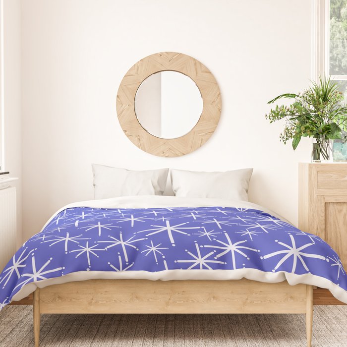 Mid Century Modern Twinkling Stars Retro Atomic Pattern in Blue Duvet Cover Gallery Image 3