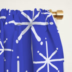 Mid Century Modern Twinkling Stars Retro Atomic Pattern in Blue Window Curtain Gallery Image 2
