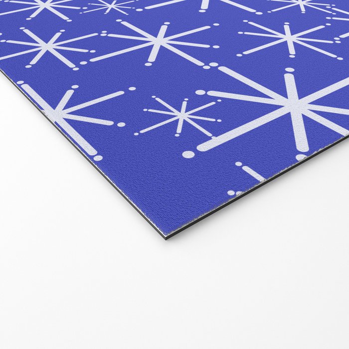 Mid Century Modern Twinkling Stars Retro Atomic Pattern in Blue Welcome Mat Gallery Image 2