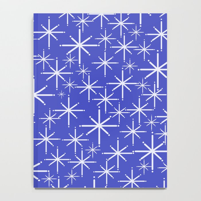 Mid Century Modern Twinkling Stars Retro Atomic Pattern in Blue Notebook Gallery Image 4