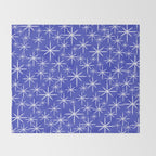Mid Century Modern Twinkling Stars Retro Atomic Pattern in Blue Throw Blanket Gallery Image 2