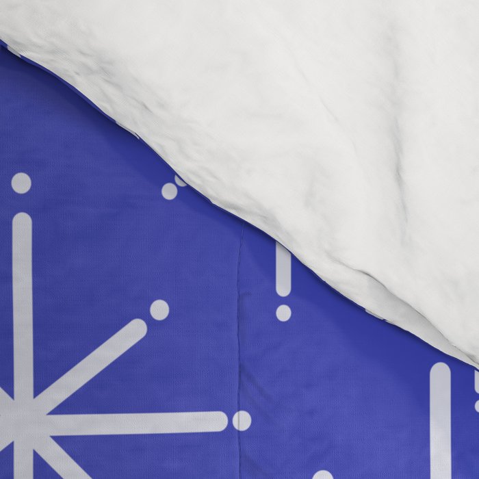 Mid Century Modern Twinkling Stars Retro Atomic Pattern in Blue Comforter Gallery Image 4