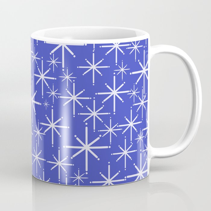 Mid Century Modern Twinkling Stars Retro Atomic Pattern in Blue Coffee Mug Gallery Image 1