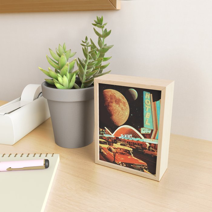 Moon That Never Sleeps - Retro Futurism, Sci-Fi Aesthetic Collage Mini Art Print Gallery Image 2