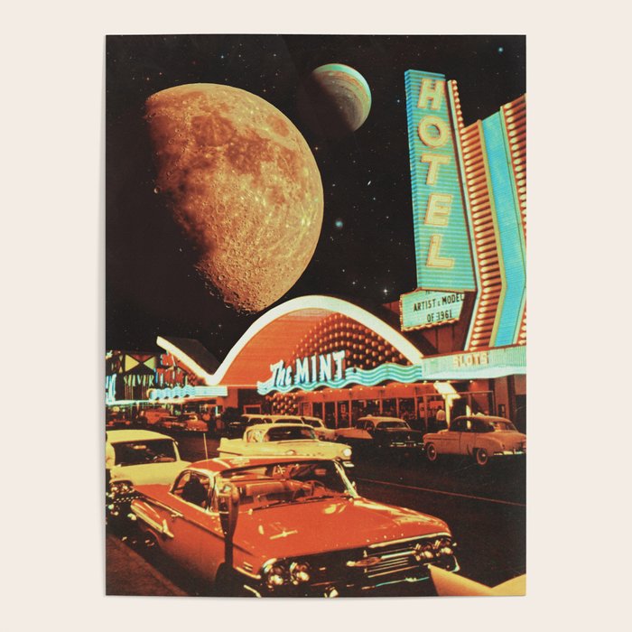 Moon That Never Sleeps - Retro Futurism, Sci-Fi Aesthetic Collage Poster Gallery Image 4