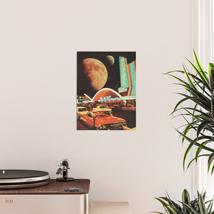 Moon That Never Sleeps - Retro Futurism, Sci-Fi Aesthetic Collage Poster Gallery Image 2
