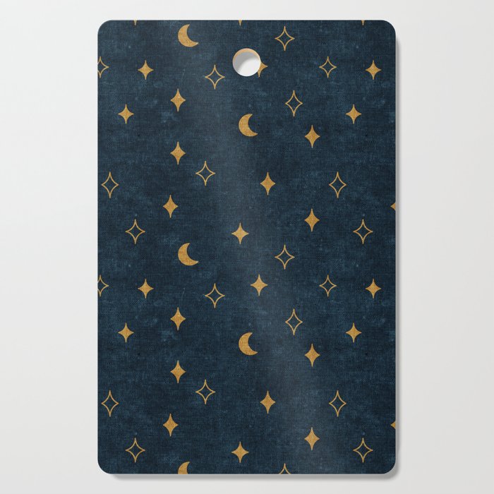 moon and stars - dark blue Cutting Board Gallery Image 1