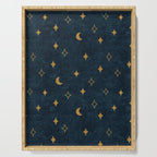 moon and stars - dark blue Serving Tray Gallery Image 1