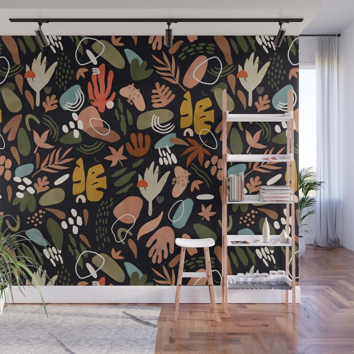 Abstract shapes of dark modern nature Wall Mural Gallery Image 1