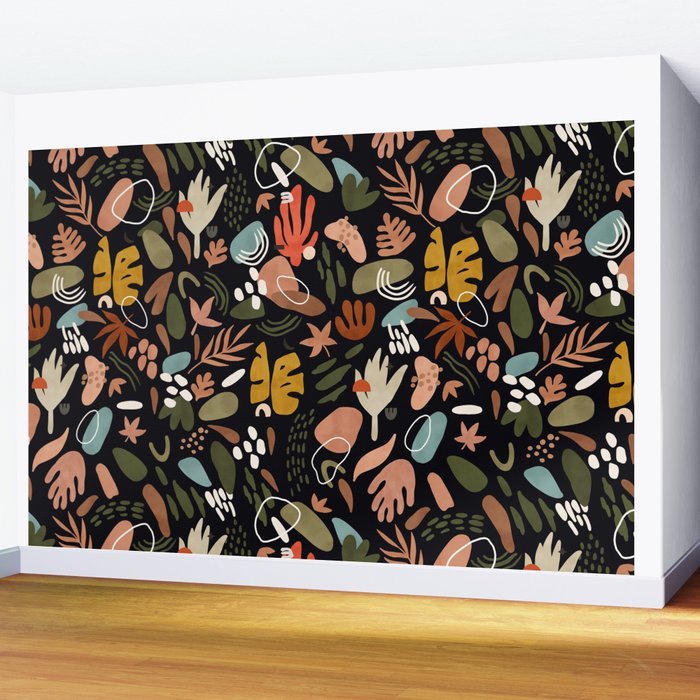 Abstract shapes of dark modern nature Wall Mural Gallery Image 2