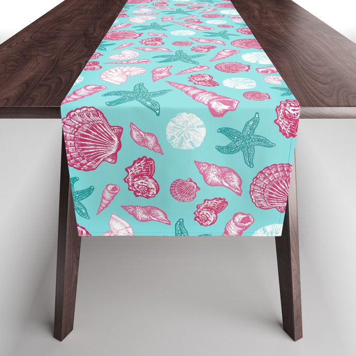 Seashell Pattern - Pink and mint Table Runner Gallery Image 1