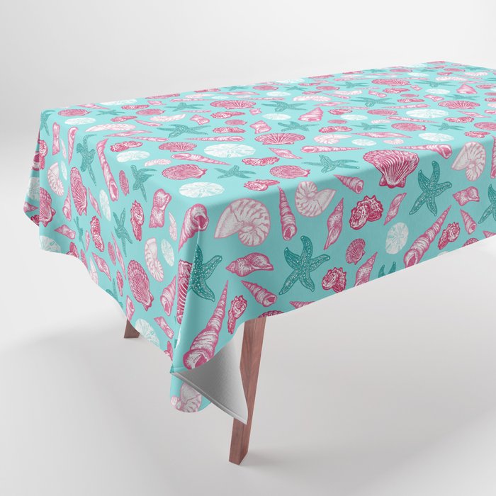 Seashell Pattern - Pink and mint Tablecloth Gallery Image 1