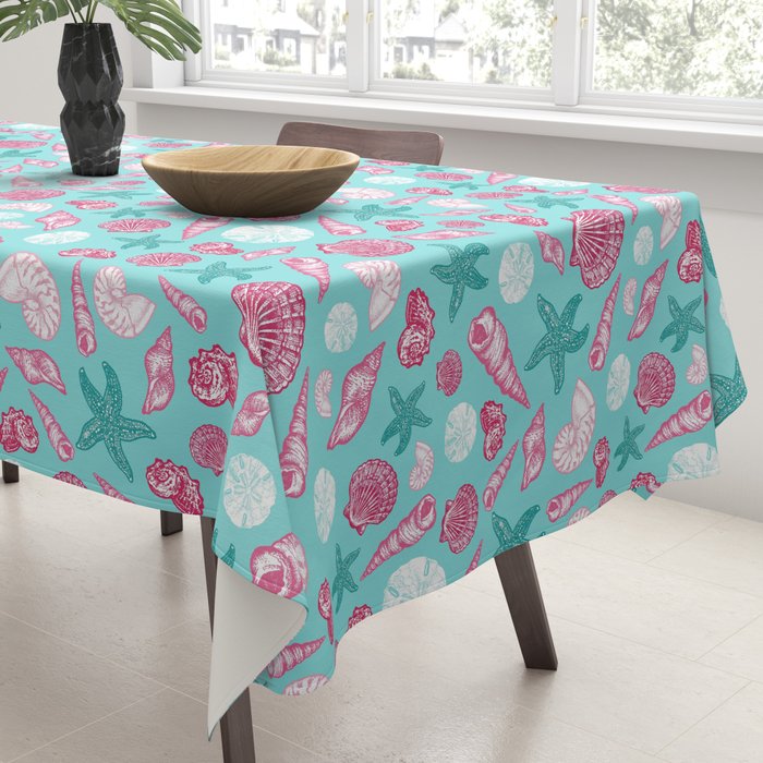 Seashell Pattern - Pink and mint Tablecloth Gallery Image 3