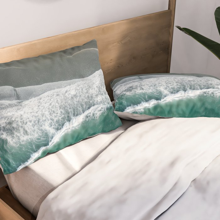 Aerial Coastlines - Modern Ocean Photography Print Pillow Sham Gallery Image 2