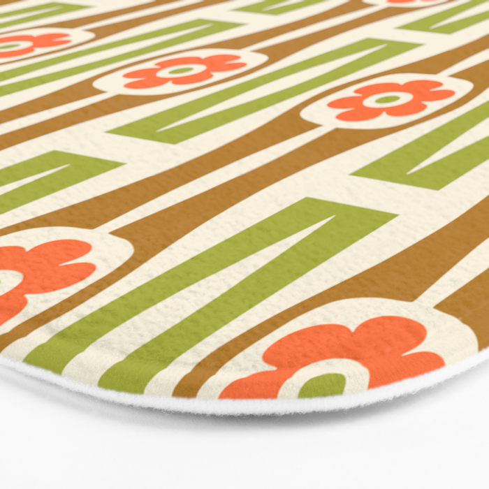 Tropical Bamboo Flower Pattern Bath Mat Gallery Image 3