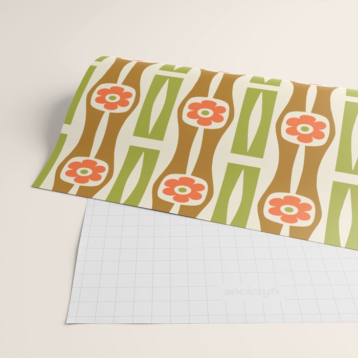 Tropical Bamboo Flower Pattern Wrapping Paper Gallery Image 2