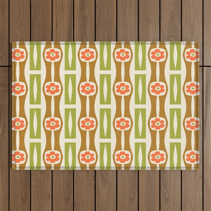 Tropical Bamboo Flower Pattern Outdoor Rug Gallery Image 1