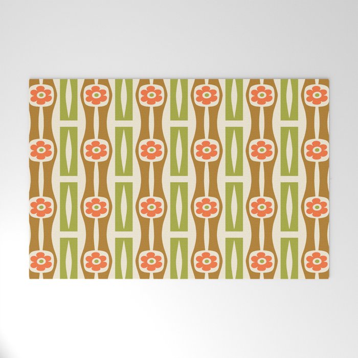 Tropical Bamboo Flower Pattern Welcome Mat Gallery Image 1
