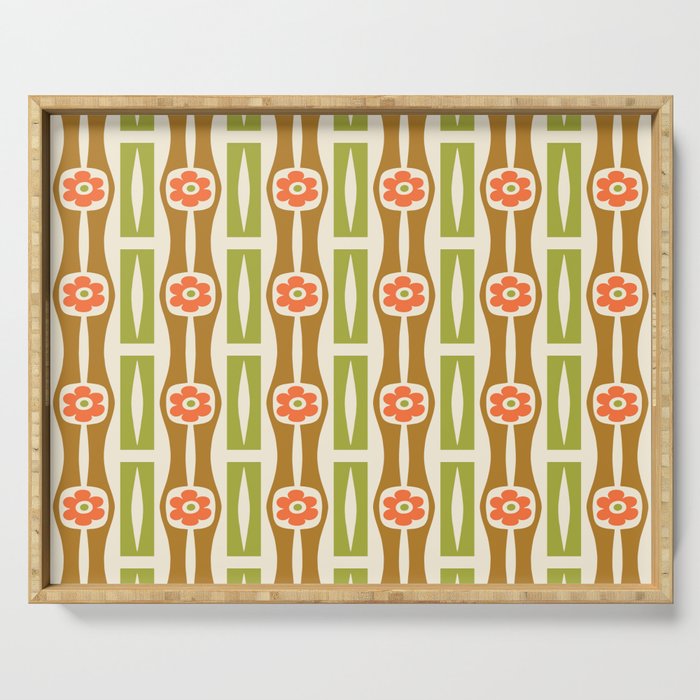 Tropical Bamboo Flower Pattern Serving Tray Gallery Image 1