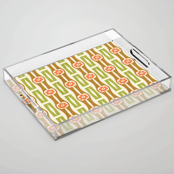 Tropical Bamboo Flower Pattern Acrylic Tray Gallery Image 1
