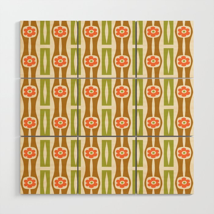Tropical Bamboo Flower Pattern Wood Wall Art Gallery Image 1