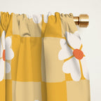 Daisies On Yellow Checkerboard Window Curtain Gallery Image 2