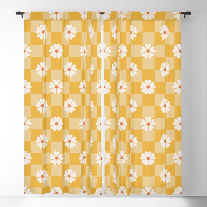 Daisies On Yellow Checkerboard Window Curtain Gallery Image 5