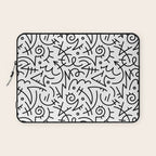 Abstract black and white line doodle pattern Laptop Sleeve Gallery Image 1