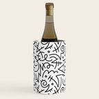 Abstract black and white line doodle pattern Wine Chiller Gallery Image 1