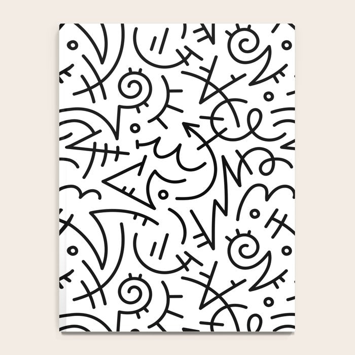Abstract black and white line doodle pattern Notebook Gallery Image 4