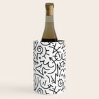 Abstract black and white line doodle pattern Wine Chiller Gallery Image 3
