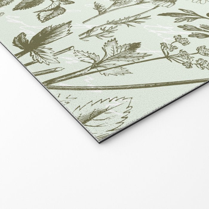 Meadow Floral Herbarium Cottagecore  Botanical Monochromatic Pattern - Pistachio Green  Welcome Mat Gallery Image 2
