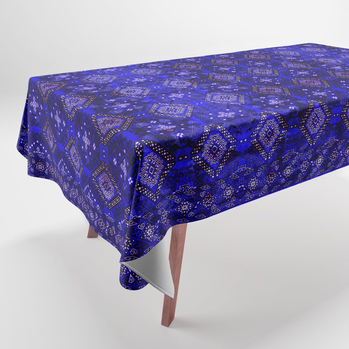 Oriental Opulence: Royal Blue Velvet Moroccan Majesty Tablecloth Gallery Image 1