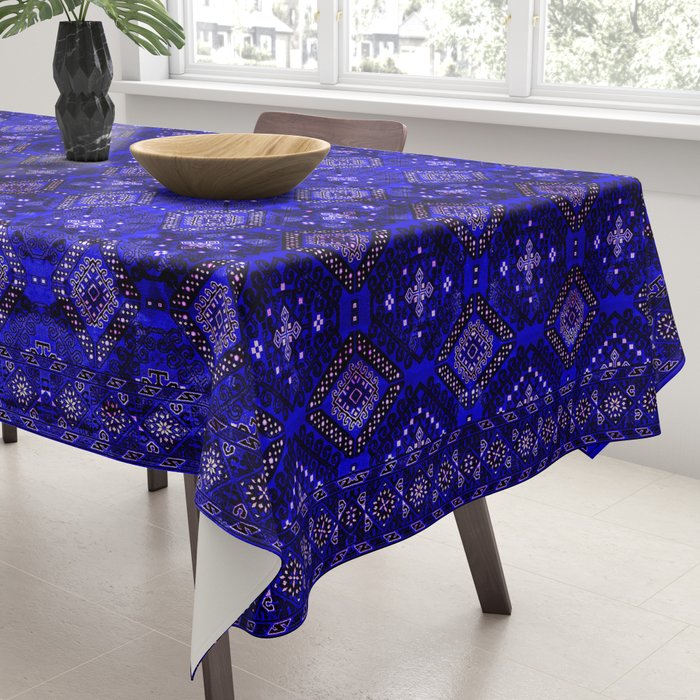 Oriental Opulence: Royal Blue Velvet Moroccan Majesty Tablecloth Gallery Image 3
