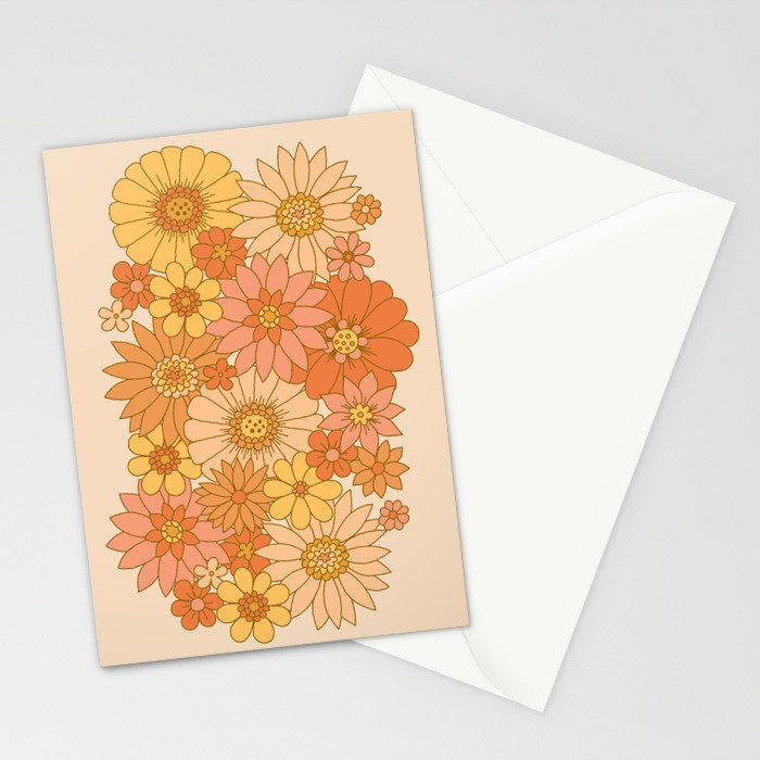 70s Retro Daisy Floral Stationery Card Gallery Image 2