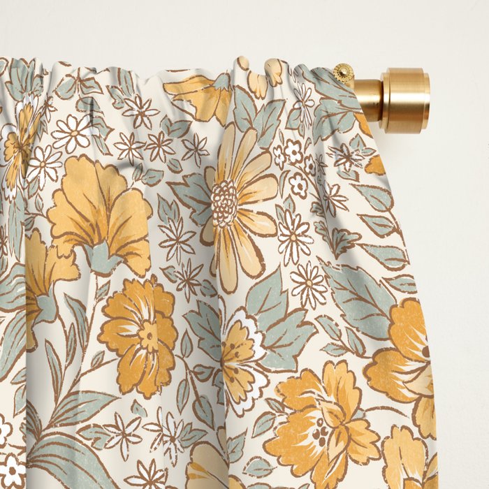 Posey - gold and sage Window Curtain Gallery Image 2