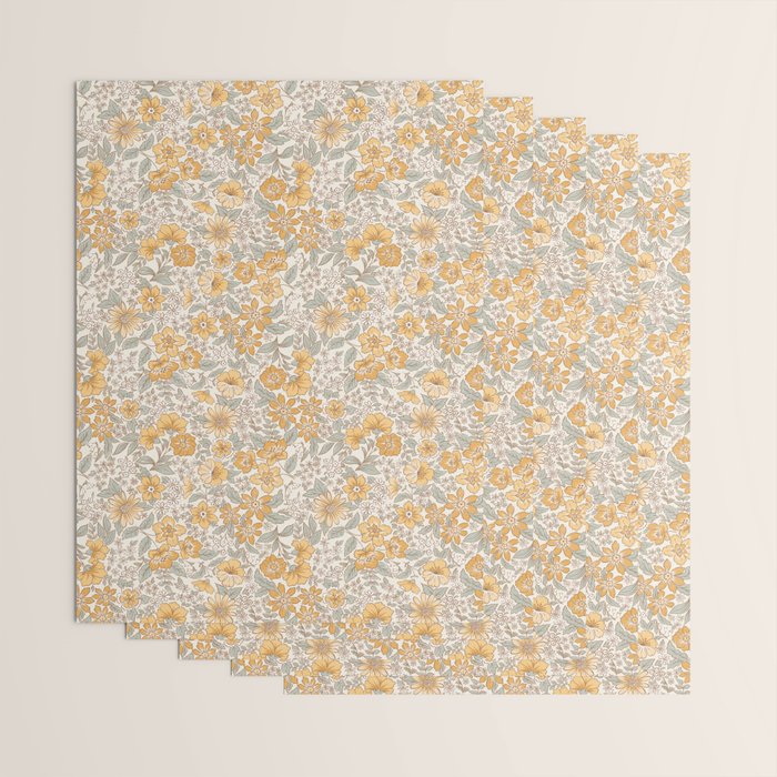 Posey - gold and sage Wrapping Paper Gallery Image 3
